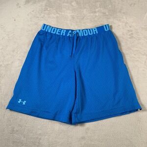 Under Armour Shorts Mens Medium Blue HeatGear Loose Fit Athletic Mesh Drawstring